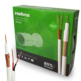 Cabo Coaxial Bipolar Blindado Intelbras FC80CBR Fast Cam + Bipolar 2x26 AWG Para CFTV - 100m