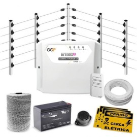 Kit Cerca El�trica Industrial C/ Big Hastes de 1 Metro e Central de Choque Power CR GCP Completo - 150 Metros de Muro