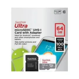 CART�O DE MEM�RIA MICROSD 64GB SANDISK  ULTRA   - R.P