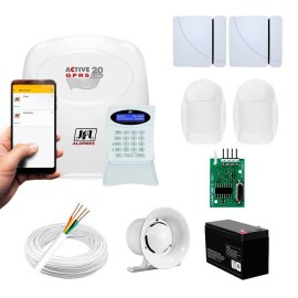 Kit Alarme JFL 4 sensores Residencial e Comercial, Active 20 GPRS