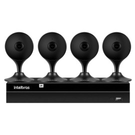    Kit 4 C�meras de Seguran�a Wifi IA Full HD Mibo iM3 Intelbras Preta + 1 NVR Stand Alone 04 Canais 6MP NVD 1304 Intelbras