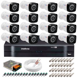 Kit 4 C�meras Intelbras VHD 1220 B Full HD 1080 Lite + DVR Intelbras + Acess�rios Completo - C�meras com 20m Infravermelho de Vis�o Noturna