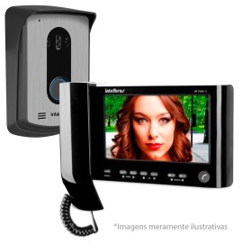 Kit V�deo Porteiro Interfone Intelbras IV 7010 HS Preto, Visualiza at� 04 Cameras, Atende por Celular, abre 2 port�es, Tela LCD 7 polegadas