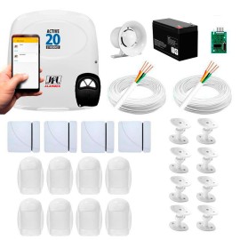 Kit Alarme JFL 12 Sensores, Active 20 Ethernet, Aplicativo Celular