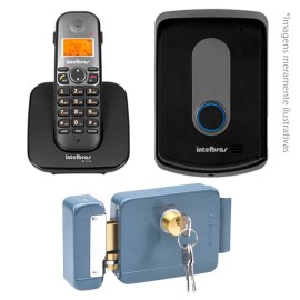     Kit Intelbras Interfone Porteiro Residencial Sem Fio TIS 5010 + Fechadura FX 2000